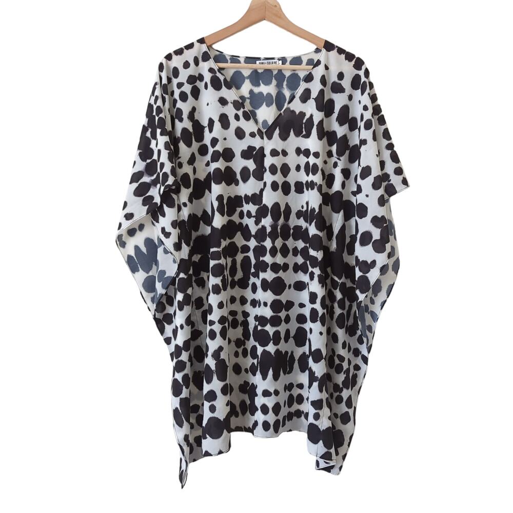 Suki + Solaine Black Marbled Top Capsule Women's Kimono Small Sheer Cover‎ Up
